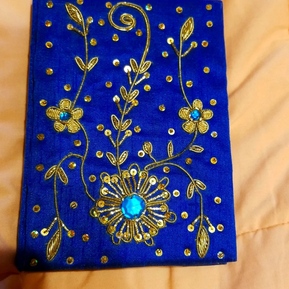 Handcrafted Beaded/Sequin Lined Blue Journal